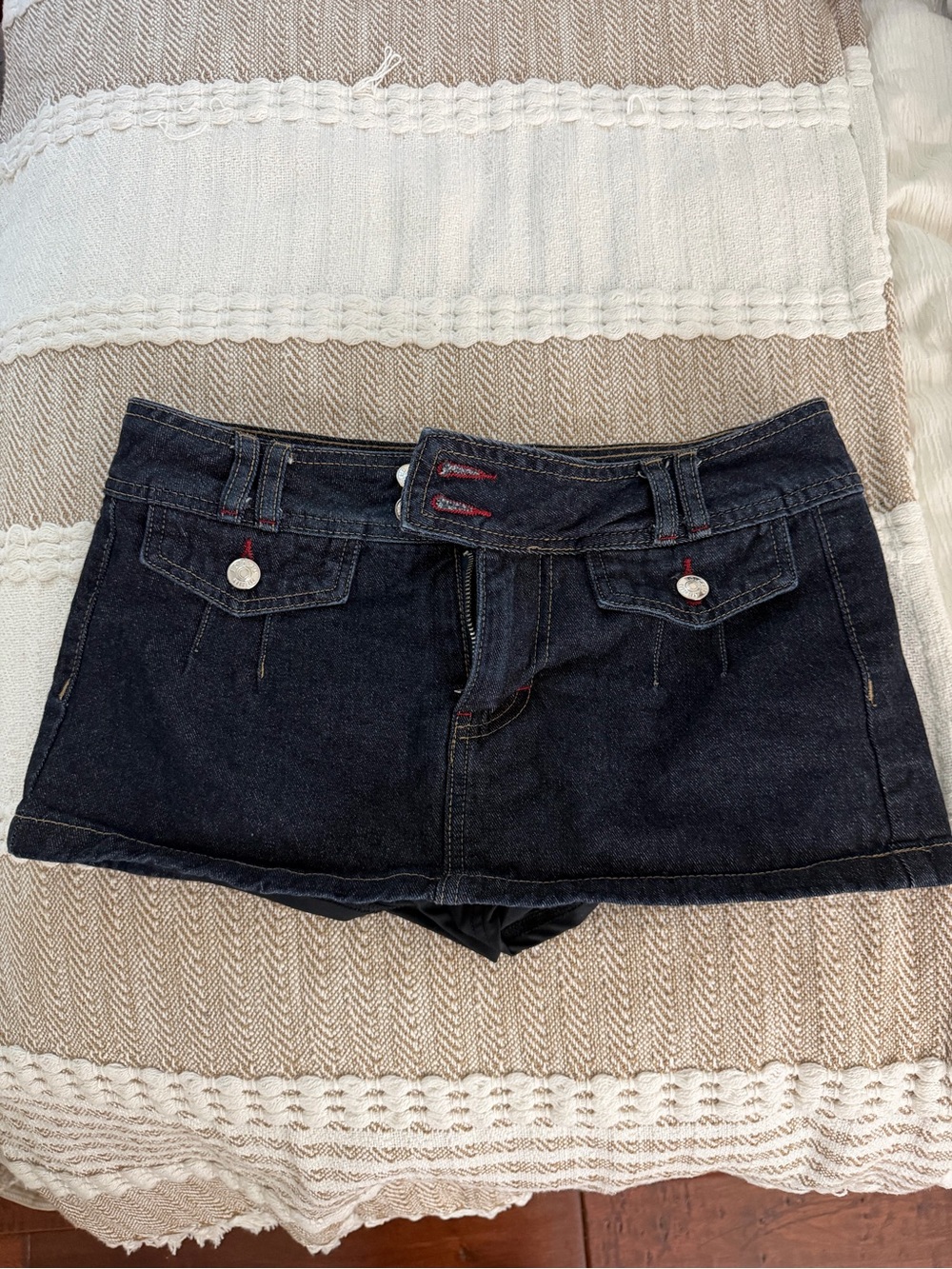 Dark Wash Denim Women's - Low Rise Mini Skirt
